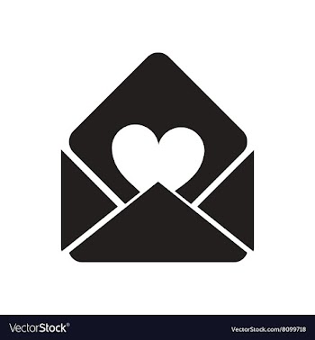 Flat icon in black and white love letter vector image