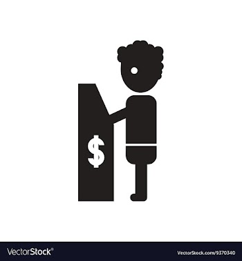 Flat icon in black and white man ATM vector image