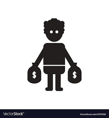 Flat icon in black and white man bags of money vector image
