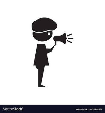 Flat icon in black and white Man loudspeaker vector image