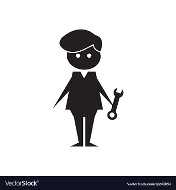 Flat icon in black and white Man mechanic vector image