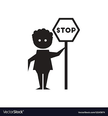 Flat icon in black and white man stop sign vector image