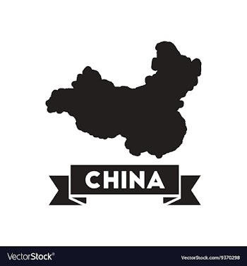 Flat icon in black and white map of China vector image