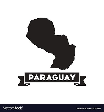 Flat icon in black and white map of Paraguay vector image