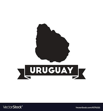 Flat icon in black and white map of Uruguay vector image
