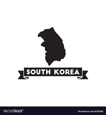 Flat icon in black and white Map South Korea vector image