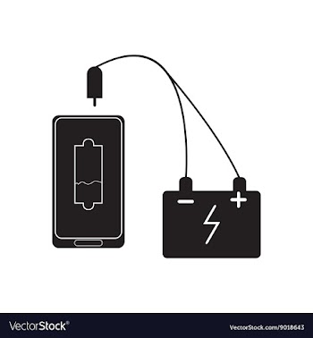 Flat icon in black and white mobile battery vector image