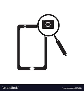 Flat icon in black and white mobile phone camera vector image