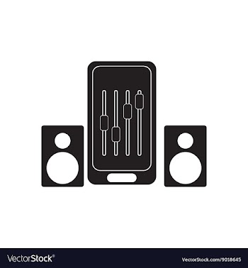 Flat icon in black and white Mobile phone speakers vector image