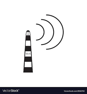 Flat icon in black and white mobile Wi fi tower vector image