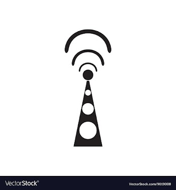 Flat icon in black and white mobile Wi fi tower vector image
