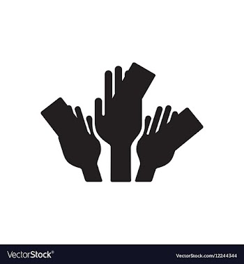 Flat icon in black and white money hands vector image