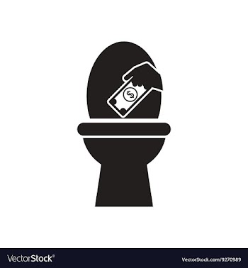 Flat icon in black and white money toilet vector image