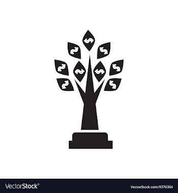 Flat icon in black and white Money Tree vector image