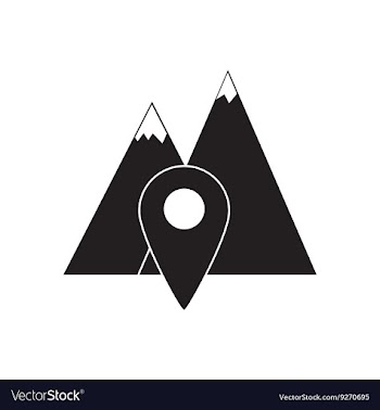 Flat icon in black and white mountain navigation vector image