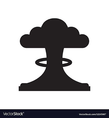 Flat icon in black and white mushroom cloud vector image