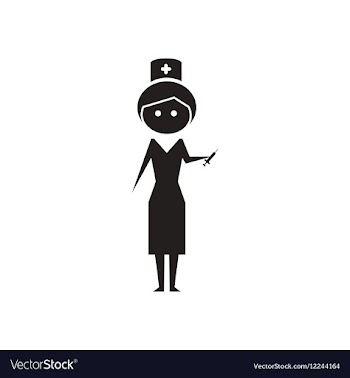 Flat icon in black and white nurse vector image
