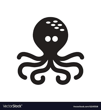 Flat icon in black and white octopus vector image
