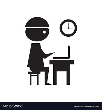 Flat icon in black and white office worker vector image