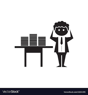 Flat icon in black and white office worker vector image