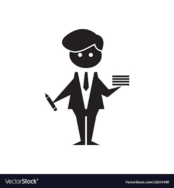 Flat icon in black and white office worker vector image