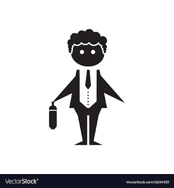 Flat icon in black and white office worker vector image
