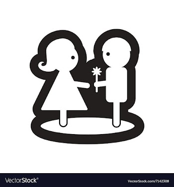 Flat icon in black and white pair of lovers vector image