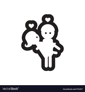 Flat icon in black and white pair of lovers vector image