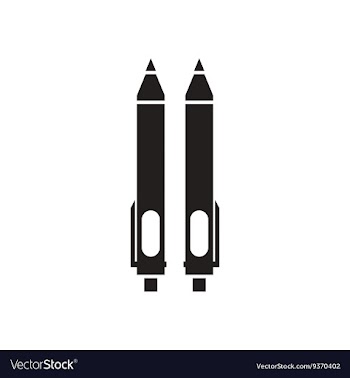 Flat icon in black and white pens vector image