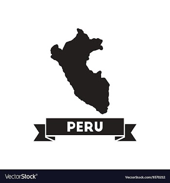 Flat icon in black and white Peru map vector image