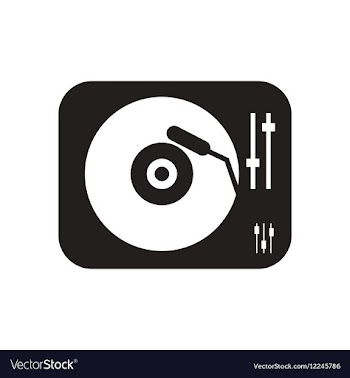 Flat icon in black and white phonograph vector image
