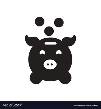 Flat icon in black and white piggy bank coins vector image