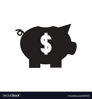 Flat icon in black and white piggy bank vector image