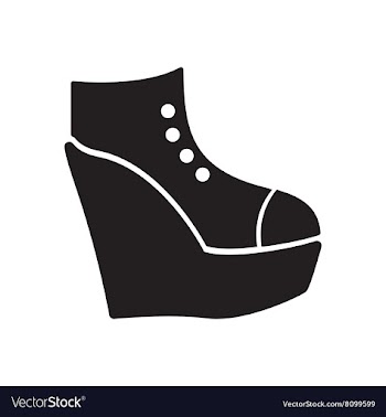 Flat icon in black and white platform shoes vector image