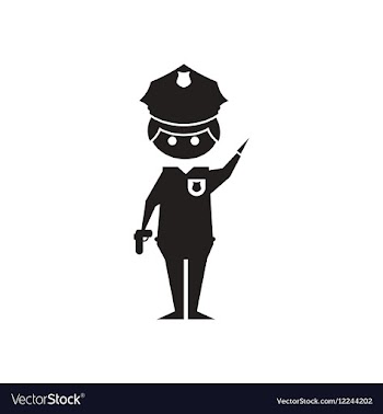 Flat icon in black and white policeman vector image