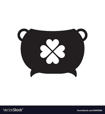 Flat icon in black and white pot of gold vector image