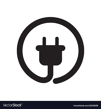 Flat icon in black and white power socket vector image