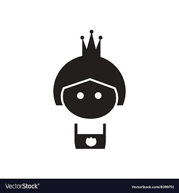 Flat icon in black and white princess vector image