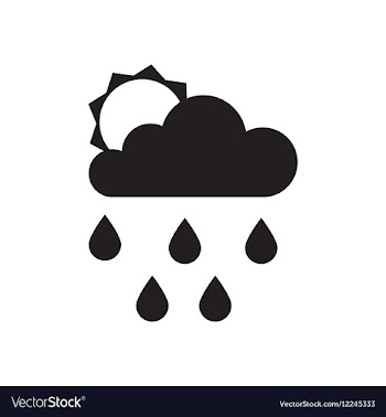 Flat icon in black and white rain sun vector image