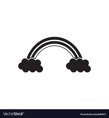 Flat icon in black and white rainbow clouds vector image