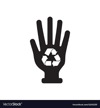 Flat icon in black and white recycling sign hand vector image