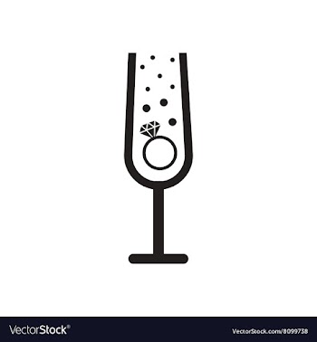 Flat icon in black and white Ring champagne glass vector image