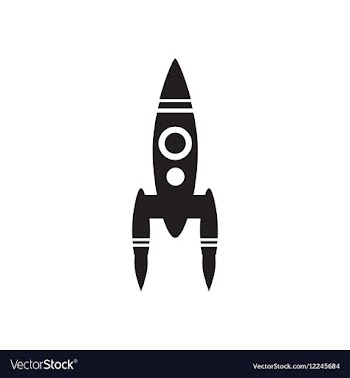 Flat icon in black and white rocket vector image