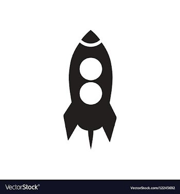 Flat icon in black and white rocket vector image