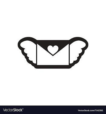 Flat icon in black and white romantic envelope vector image