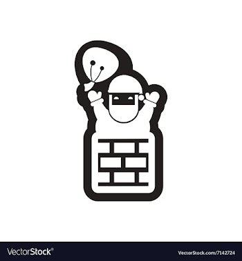 Flat icon in black and white santa chimney vector image