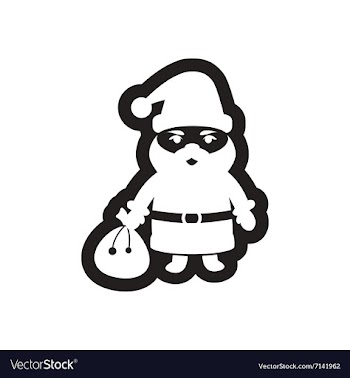 Flat icon in black and white Santa Claus vector image