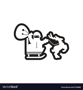 Flat icon in black and white Santa sleigh vector image