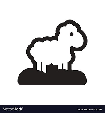 Flat icon in black and white sheep vector image