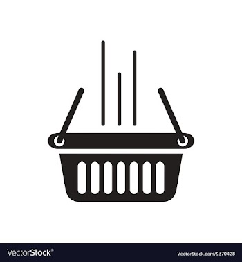 Flat icon in black and white shopping basket vector image